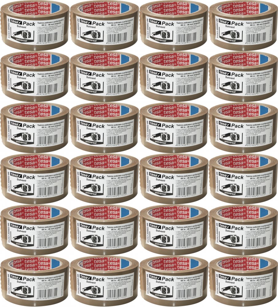 24x Taśma pakowa Tesa Standard Solvent, 48mmx66m, brązowy