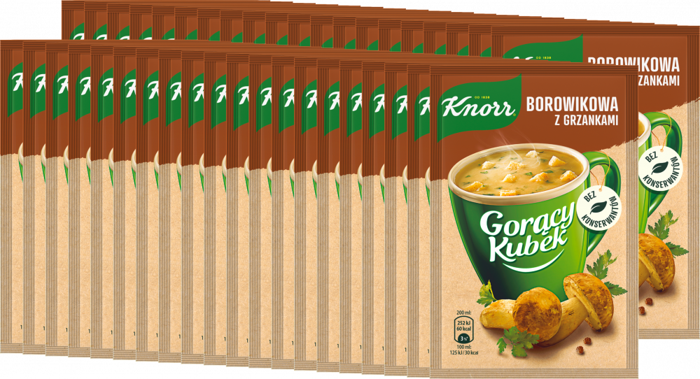 40x Zupa Knorr Gorący Kubek, borowikowa z grzankami, 15g