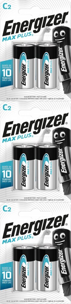 3x Bateria Energizer Max Plus, C, LR14, 1.5V, 2 sztuki