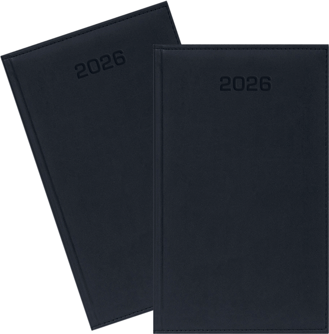 2x Kalendarz książkowy 2026, kieszonkowy, Udziałowiec, Lux, 92x155mm, tygodniowy, czarny