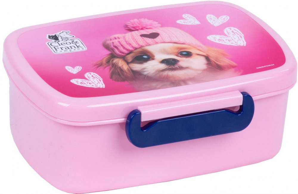 Lunchbox Cleo&Frank (Pies), 16.5x10x7cm, różowy