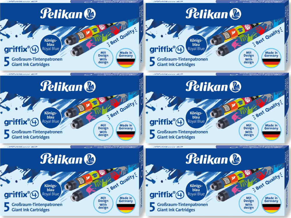 6x Naboje do pióra wiecznego Pelikan Griffix, niebieski, 5 sztuk