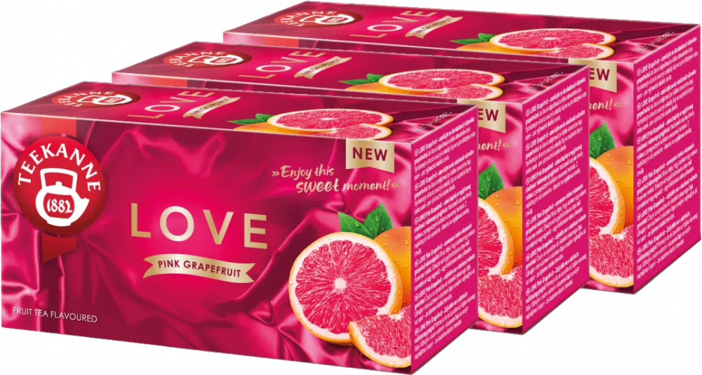 3x Herbata owocowa w torebkach Teekanne Love, grejpfrut, 20 sztuk x 2.25g