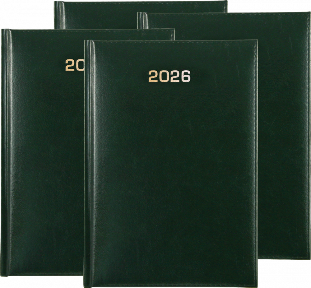 4x Kalendarz książkowy 2026, Udziałowiec, A5, tygodniowy, zielony