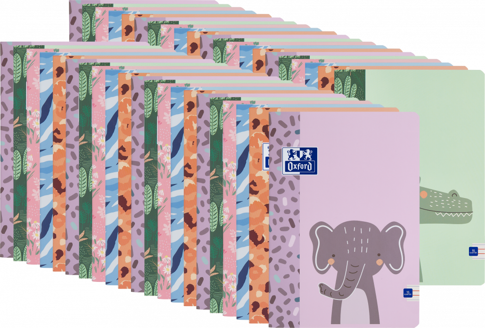 120x Zeszyt w wąskie kolorowe linie Oxford Kids, A5, miękka oprawa, 16 kartek, mix wzorów