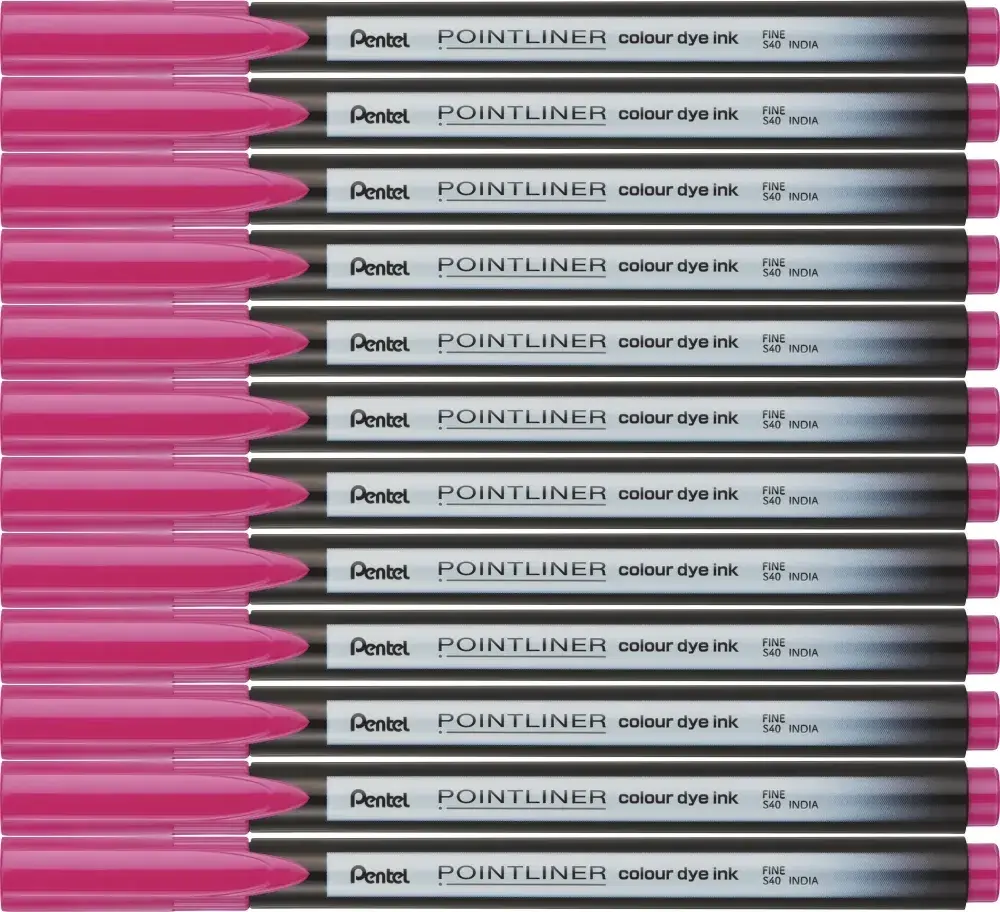 12x Cienkopis Pentel Pointliner Colour, różowy
