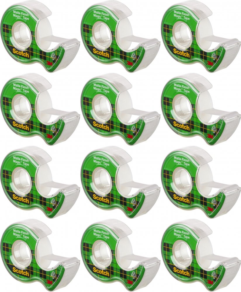 12x Taśma klejąca Scotch Magic 890, z podajnikiem, 19mmx7.5m, przezroczysty matowy