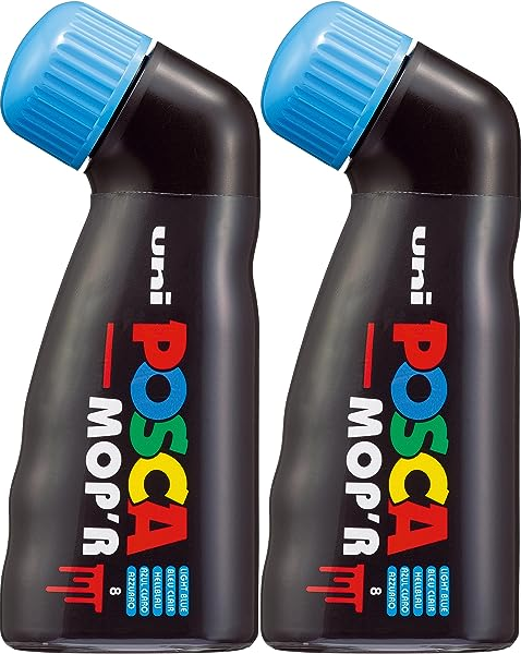 2x Marker Posca MOP'R PC-22M, z farbą plakatową, okrągła, jasnoniebieski