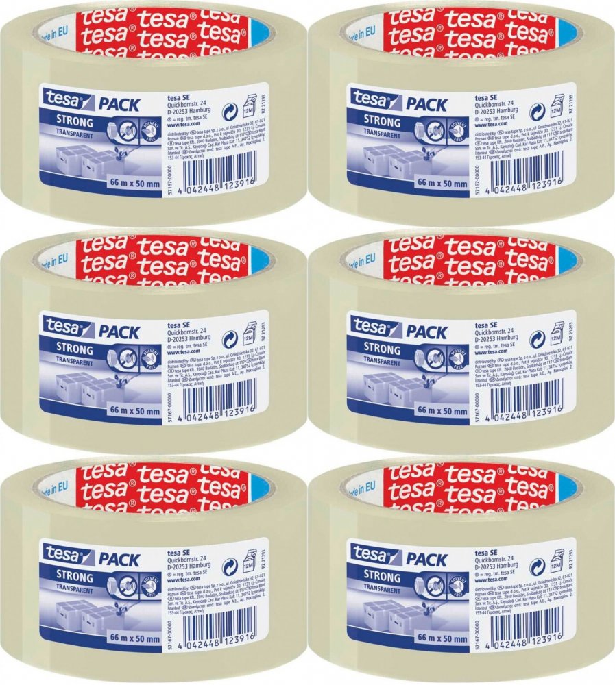 6x Taśma pakowa Tesa, cicha, akryl, 66mx50mm, transparentny
