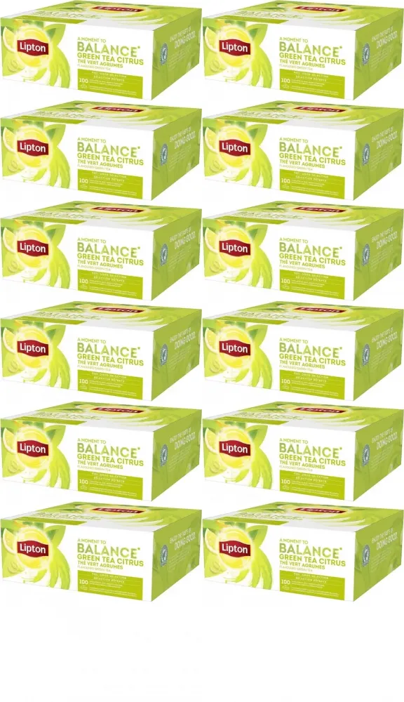12x Herbata zielona smakowa w kopertach Lipton Classic Green Tea Citrus, cytrynowa, 100 sztuk x 1.3g