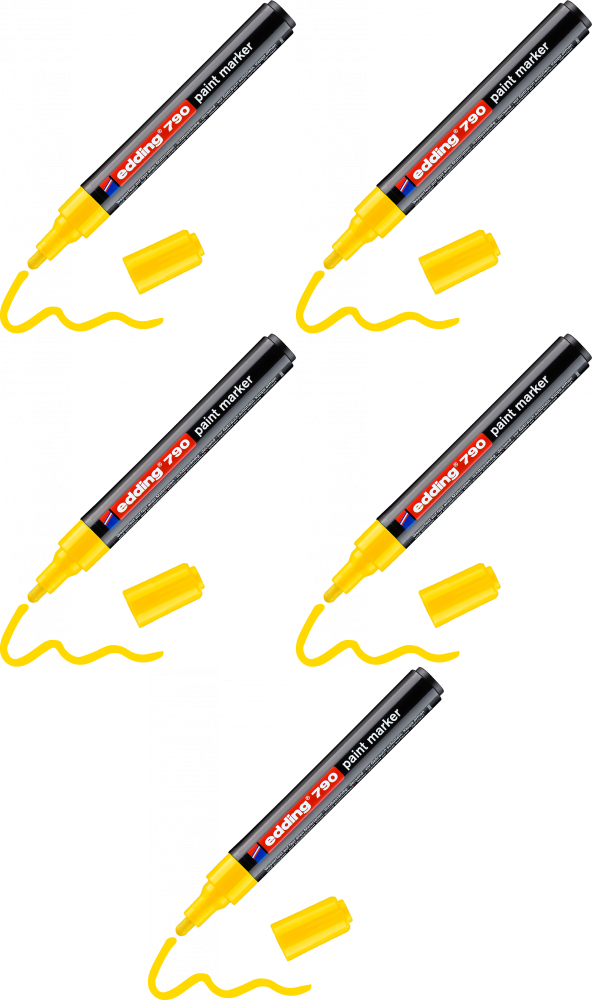 5x Marker olejowy edding, 790, okrągła, 2-3mm, żółty