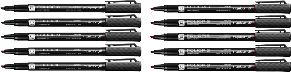 10x Foliopis Rystor, FB, ścięta, 2.5mm, czerwony