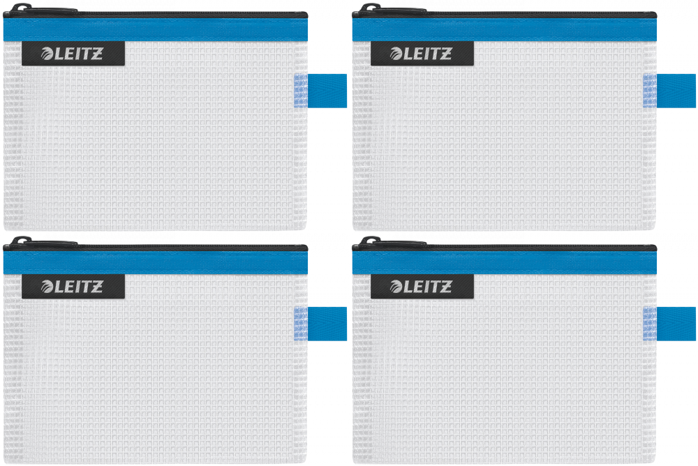 4x Koszulka/saszetka z suwakiem Leitz Wow, wodoodporna, rozmiar S, niebieski