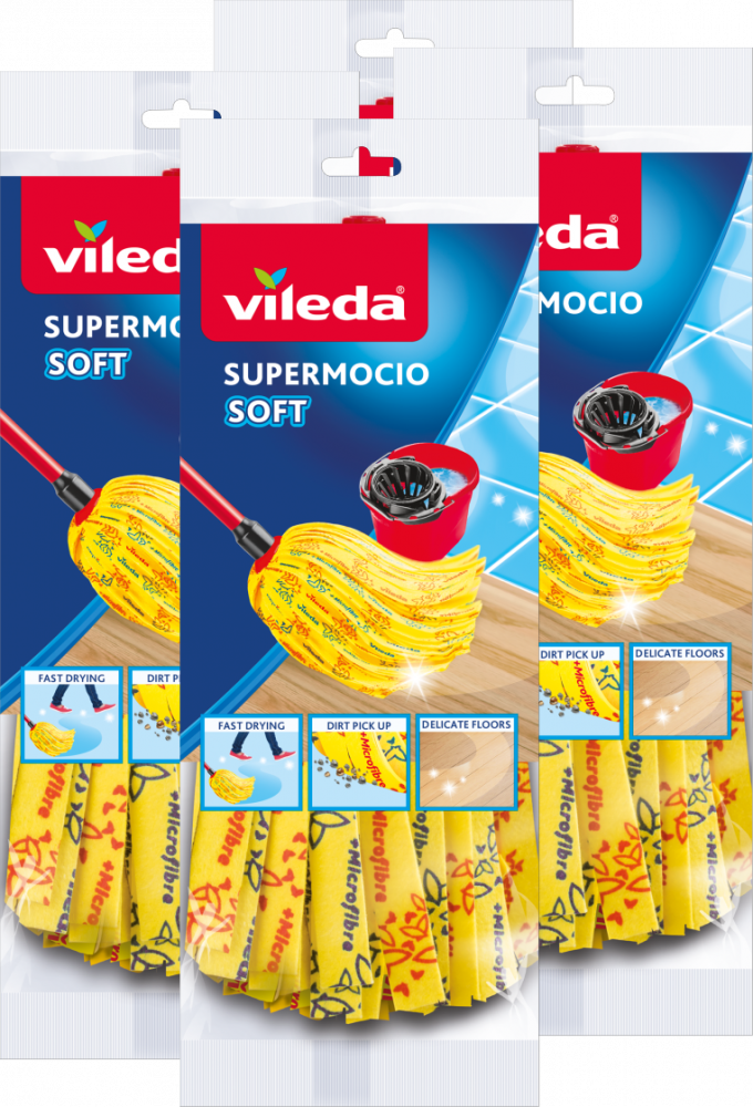 4x Końcówka do mopa Vileda SuperMocio Soft, wiskoza, żółty