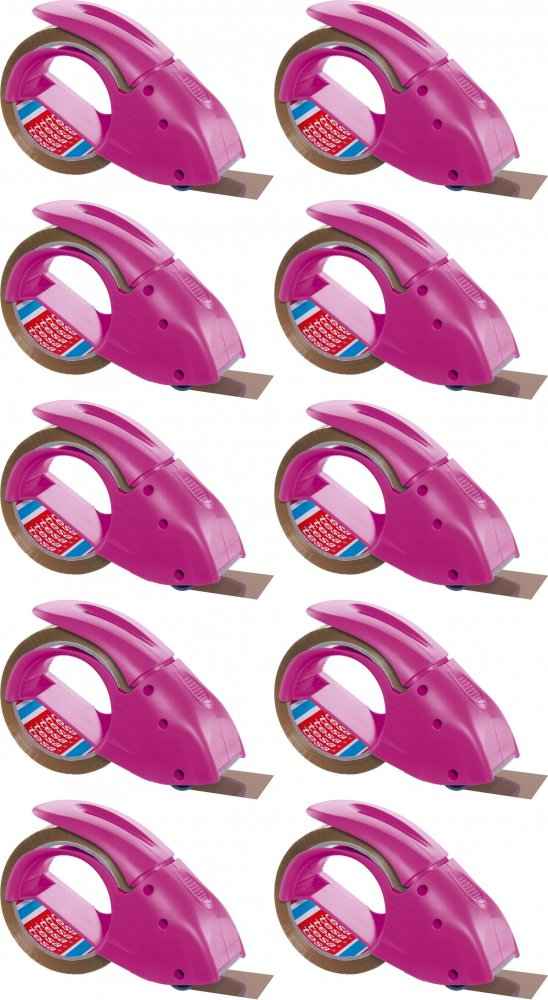 10x Dyspenser do taśmy pakowej Tesa Pack'n'go + taśma 48mmx50m, różowy