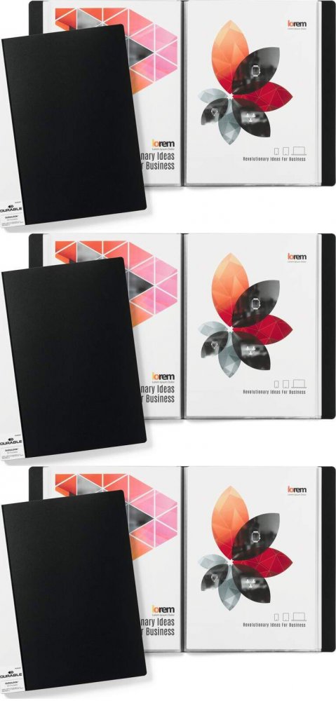 3x Album prezentacyjny Durable Duralook, A4, 50 koszulek, czarny