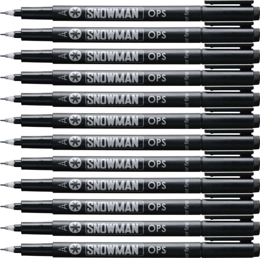 12x Foliopis permanentny Snowman OPS, super cienki, 0.3mm, czarny
