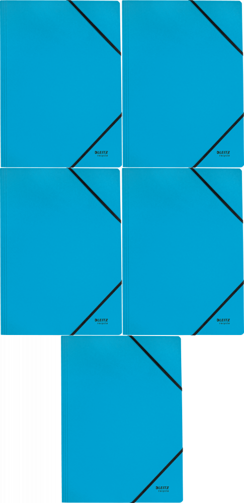 5x Teczka kartonowa z gumką Leitz Recycle, A4, 2mm, niebieski