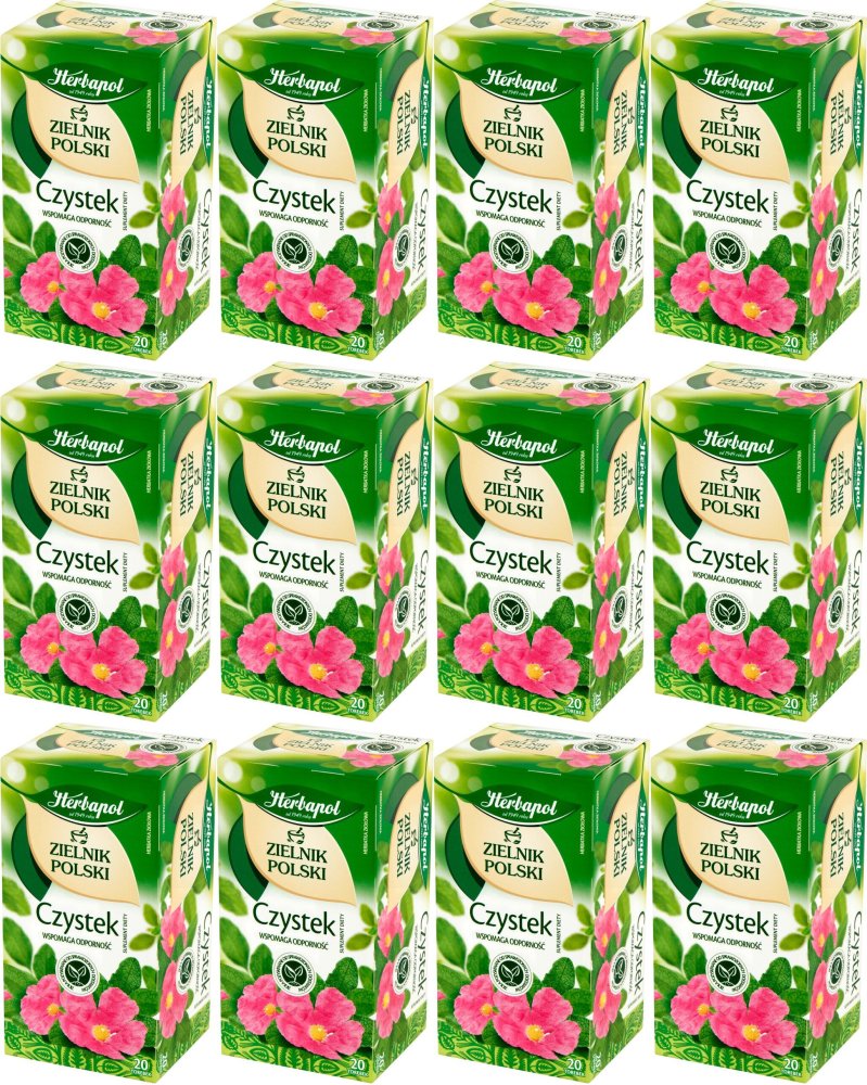 12x Herbata ziołowa w torebkach Herbapol Zielnik Polski, czystek, 20 sztuk x 2g