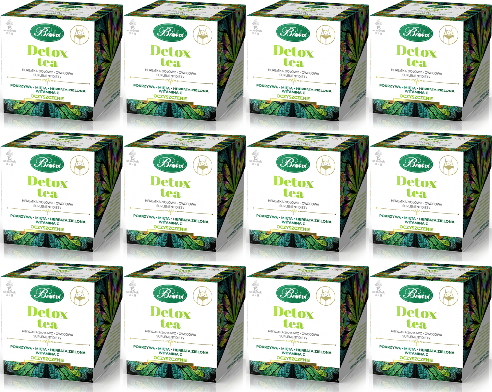 12x Herbata funkcjonalna w torebkach Bifix Detox Tea, oczyszczenie, 15 sztuk x 2g