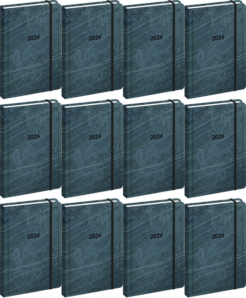 12x Kalendarz książkowy 2026, Interdruk, Mat+UV Stone, A5, tygodniowy, mix kolorów