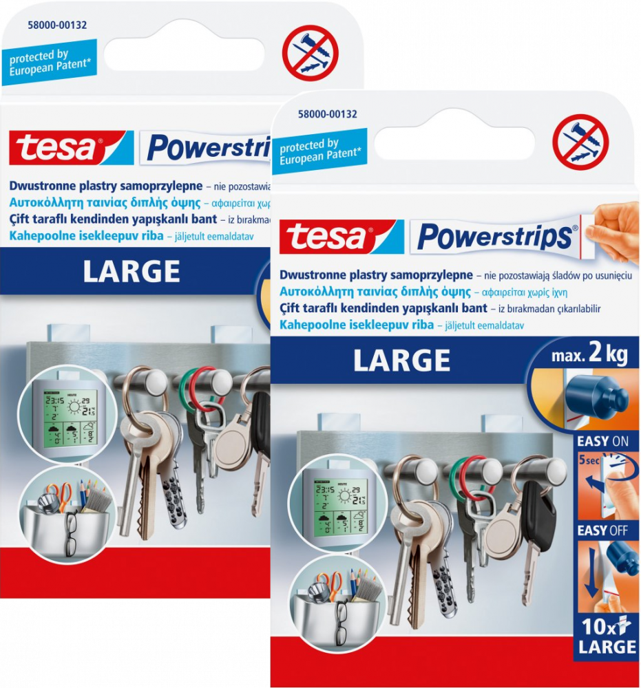 2x Plastry mocujące tesa Powerstrips, 10 sztuk, biały