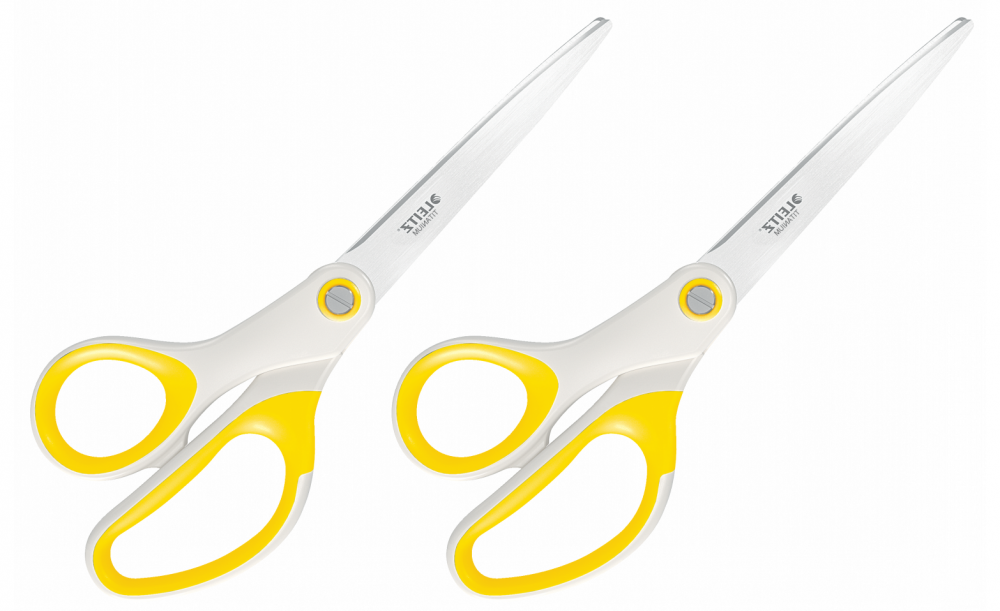 2x Nożyczki tytanowe Leitz Wow, 20.5cm, biało-żółty