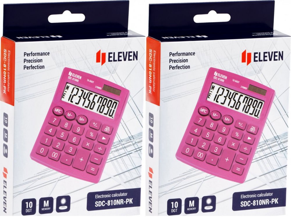 2x Kalkulator biurowy Eleven SDC-810NRPKE, 10 cyfr, różowy
