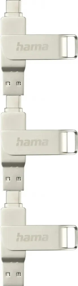 3x Pendrive Hama C-Rotate Pro, 256GB, obracany, USB 3.0, srebrny