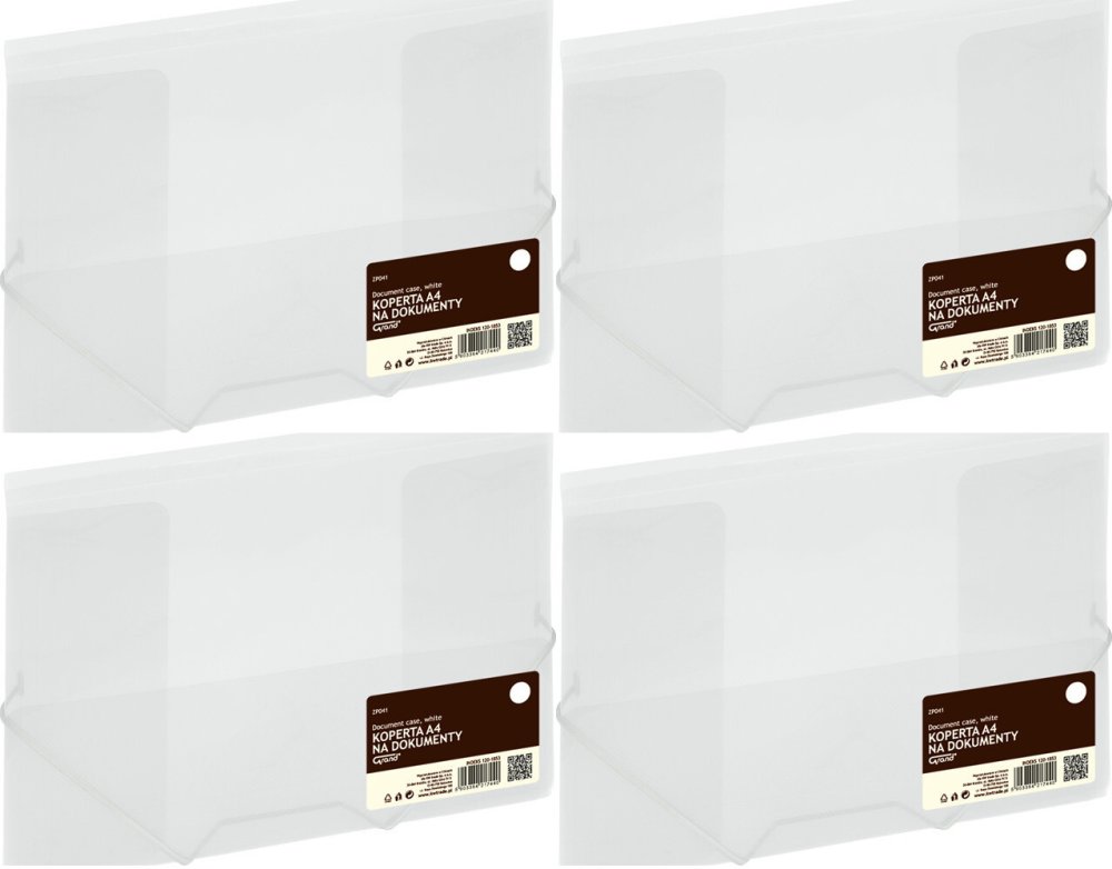 4x Teczka plastikowa z gumką Grand ZP-041, A4, biały
