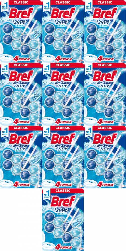 10x Zawieszka (kulki) do WC Bref, Power Activ, ocean, 2x50g