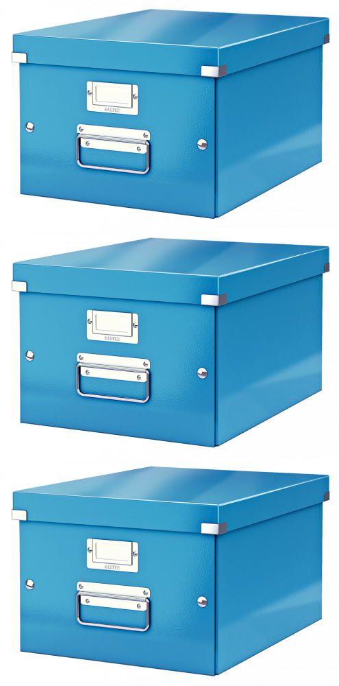 3x Pudło uniwersalne Leitz Click&Store Wow, A4, niebieski