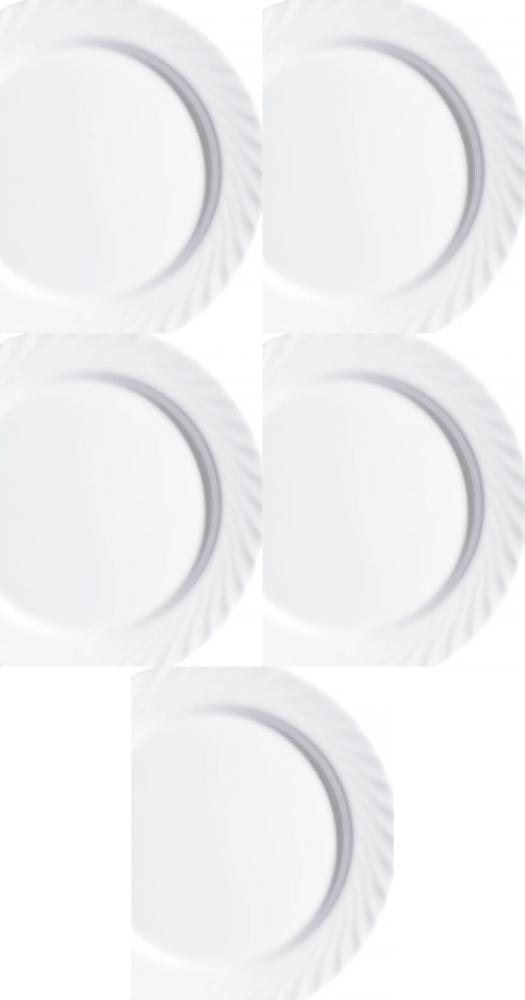 5x Talerz obiadowy płaski Luminarc Trianon, 24.5cm, szkło hartowane, biały