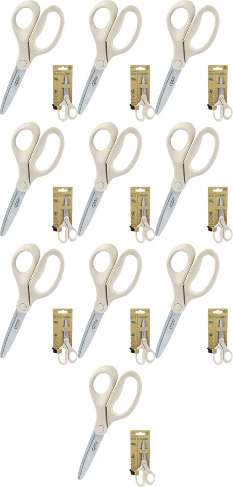 10x Nożyczki biurowe Grand GR-2675 ECO, 17cm, beżowy