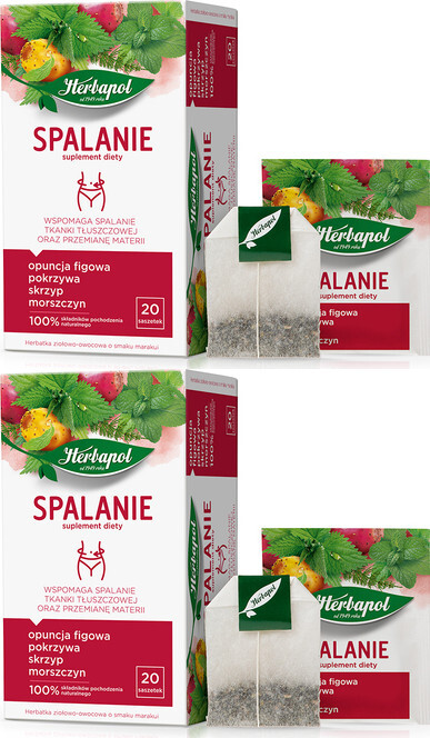 2x Herbata funkcjonalna w torebkach Herbapol Spalanie, marakuja, 20 sztuk x 2g