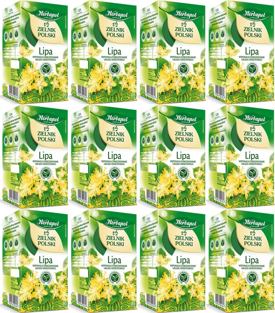 12x Herbata ziołowa w torebkach Herbapol Zielnik Polski, Lipa, 20 sztuk x 1.5g