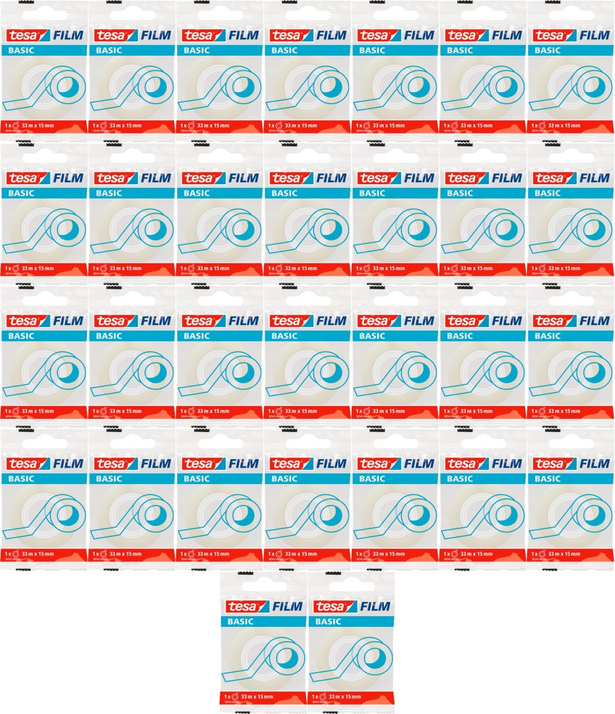 100x Taśma klejąca Tesa Basic, 15mmx33m, przezroczysty