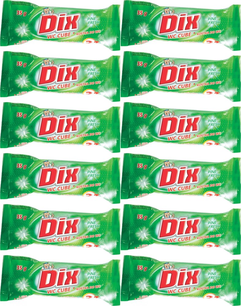 12x Kostka do WC Dix Gold Drop, zapas, leśny, 35g