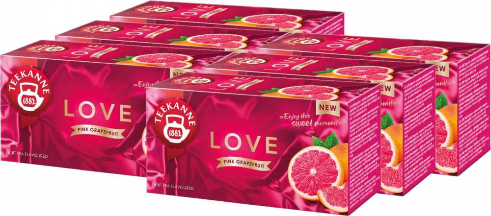 6x Herbata owocowa w torebkach Teekanne Love, grejpfrut, 20 sztuk x 2.25g