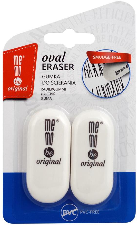Gumka ołówkowa MemoBe Oval, 2 sztuki, biały