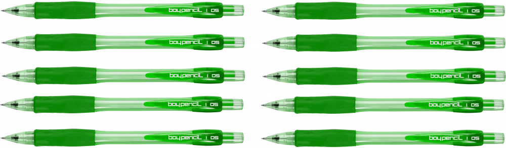 10x Ołówek automatyczny Rystor Boy-Pencil, 0.7mm, z gumką, zielony