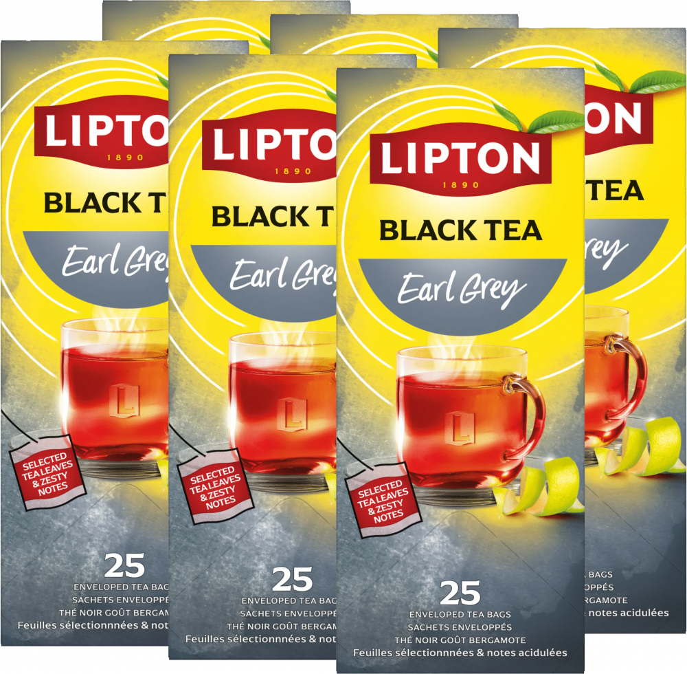 6x Herbata Earl Grey w kopertach Lipton Classic, 25 sztuk x 2g