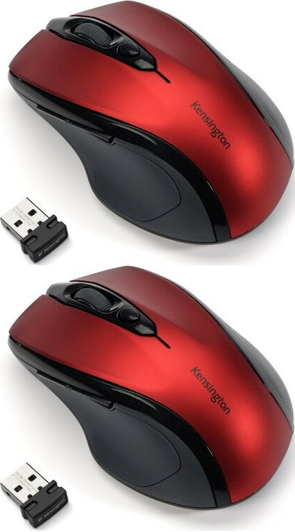 2x Myszka bezprzewodowa Kensington Pro Fit, średniowymiarowa, optyczna, czerwony