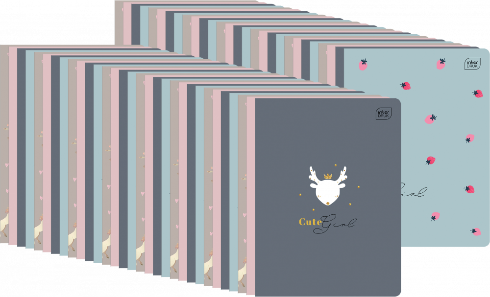 60x Zeszyt w kratkę Interdruk UV Girls, A5, 16 kartek, mix wzorów