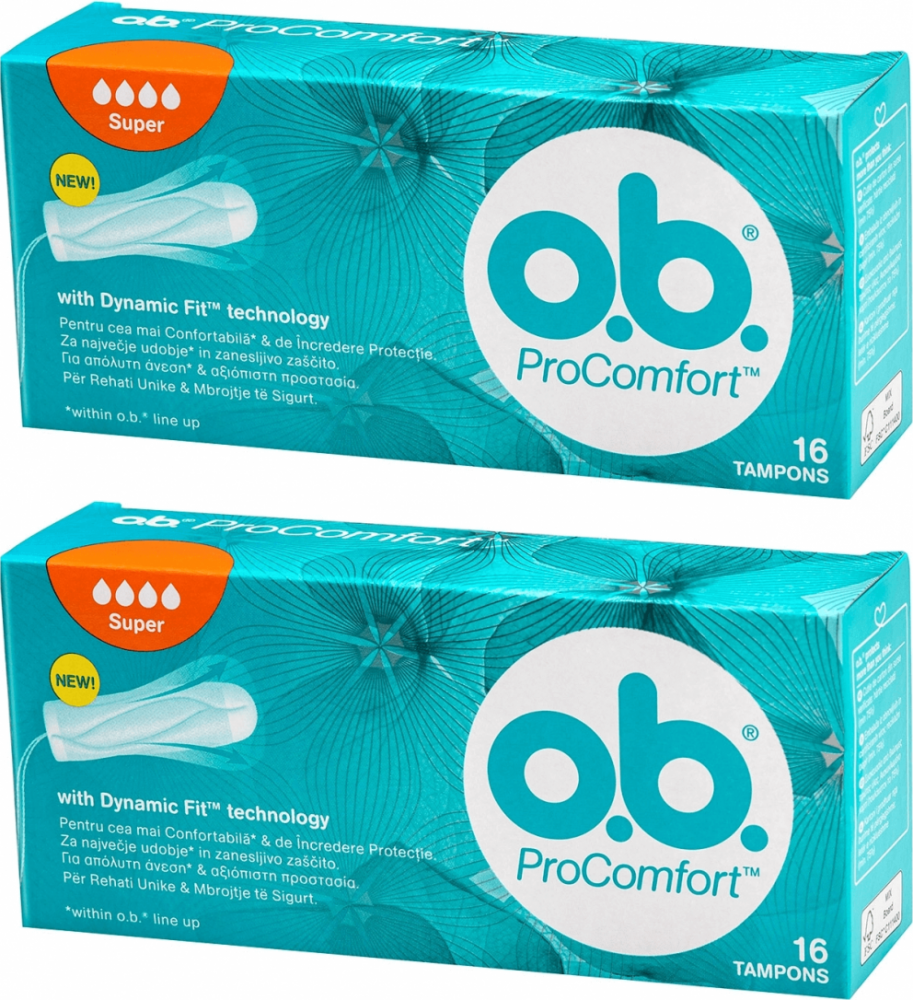 2x Tampony OB ProComfort, rozmiar Super, 16 sztuk
