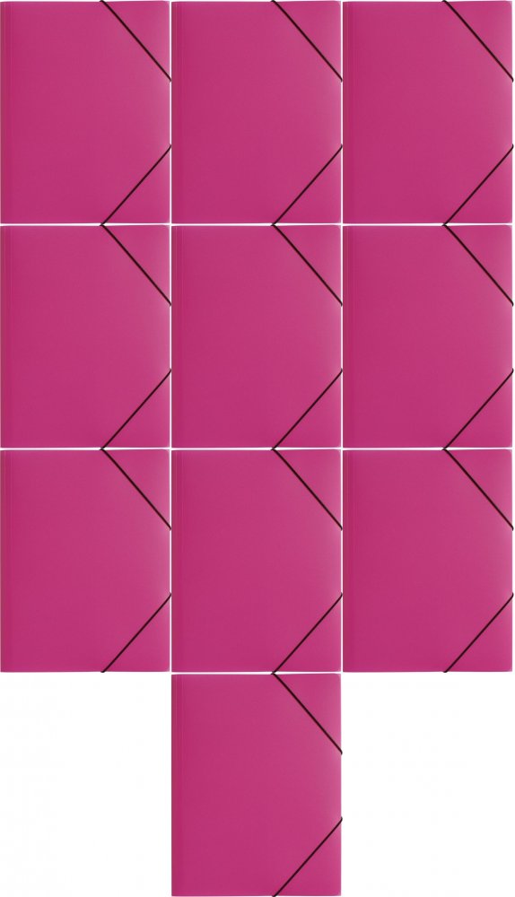 10x Teczka plastikowa z gumką Pagna, A4, 3 skrzydłowa, różowy