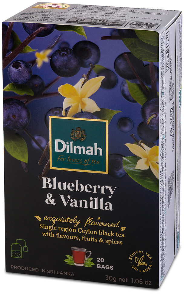 Herbata czarna aromatyzowana w torebkach Dilmah, jagoda i wanilia, 20 sztuk x 1.5g