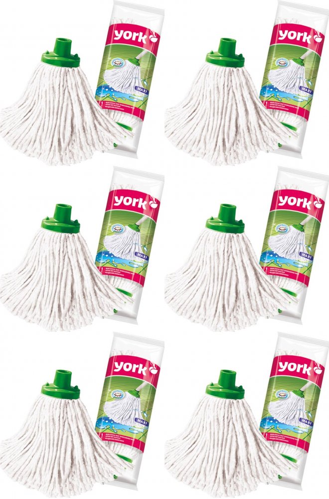 6x Mop bawełniany York Maxi- końcówka, 140g, biały