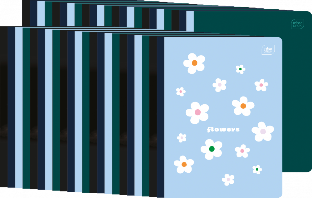 60x Zeszyt gładki Interdruk UV, A5, 32 kartki, mix wzorów