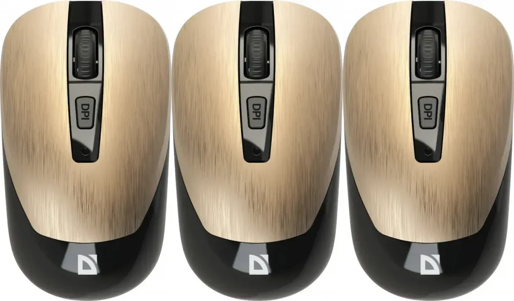 3x Myszka bezprzewodowa Defender Wave MM-995 RF, optyczna, złoty